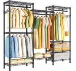Golpart Heavy Duty Garment Rack Clothes Rack,Large Metal Closet Organizer System Storage Wardrobe,Freestanding Clothing Rack with 8 Adjustable Wire Shelves&4 Hang Rods,MaxLoad 800lbs