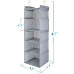 MAX Houser 5 Shelf Hanging Closet Organizer,Space Saver, Closet Hanging Shelves with (4) Side Pockets,Foldable,Light Grey