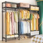 Golpart Heavy Duty Garment Rack Clothes Rack,Large Metal Closet Organizer System Storage Wardrobe,Freestanding Clothing Rack with 8 Adjustable Wire Shelves&4 Hang Rods,MaxLoad 800lbs