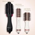 Hair Trends Travel Hair Dryer Brush, Nano Titanium 2 Inch One Step Hair Dryer & Styler Volumizer, Mini Oval Hot Air Brush, White and Rose Gold, HB004