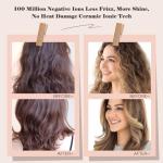 110-240V Travel Brush Hair Dryer, Small Hair Straightener Brush with European Plug Adapter for International Travel, 4 in 1 Hot Air Styler & Dryer for Drying Straightening Curling Volumizing