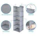 MAX Houser 5 Shelf Hanging Closet Organizer,Space Saver, Closet Hanging Shelves with (4) Side Pockets,Foldable,Light Grey