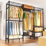 Golpart Heavy Duty Garment Rack Clothes Rack,Large Metal Closet Organizer System Storage Wardrobe,Freestanding Clothing Rack with 8 Adjustable Wire Shelves&4 Hang Rods,MaxLoad 800lbs