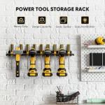 POKIPO Power Tool Organizer, Drill Holder Wall Mount, Heavy Duty Garage Tool Organizer and Storage, Suitable Tool Rack for Tool Room, Workshop, Garage (Black-1 Tirer)