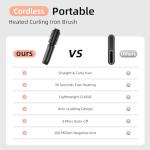 CARESKY® Cordless Curling Iron Brush, 1.5 Inch Mini Travel Hair Curler with 200 Million Negative Ions, Portable Heated Round Straightener Brush Rechargeable for Curl, Touch-Up, De-Frizz, Styling