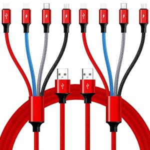 Multi Charging Cable,10Ft 2Pack Multi Fast Charging Cord, Braided Universal 4 in 1 Charger Cable, Long Multiple USB Cable Adapter IP/Type C/Micro USB Port for Cell Phones/iPhone/Tablets/Samsung & More