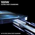 inCharge Rolling Square XL 30 cm - USB-C Cable, Universal Smartphone Cable, Gift for Men, 6-in-1 Universal Charger for Smartphones, Technical Gadget, Yellow, Lightning Cable 100W