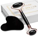 XYZBSTAR Jade Roller for Face, Facial Roller Massager Skin Care Tool, Gua Sha Facial Tools for Face, Neck, Eyes, Reduce Puffiness of The Skin (Black)