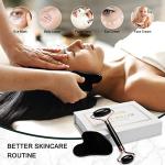 XYZBSTAR Jade Roller for Face, Facial Roller Massager Skin Care Tool, Gua Sha Facial Tools for Face, Neck, Eyes, Reduce Puffiness of The Skin (Black)