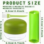 Garlic Press Stainless Steel, Garlic Mincer Tool with Storage Container, Garlic Chopper with Peeler Skin and Cleaning Brush