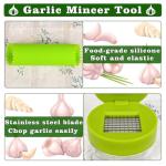 Garlic Press Stainless Steel, Garlic Mincer Tool with Storage Container, Garlic Chopper with Peeler Skin and Cleaning Brush