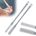 Long Handled Silicone Toe Cleaner, Soft Rubber Brush, Exfoliating Foot Scrubber for Shower - Seniors, Men and Women (Gray)