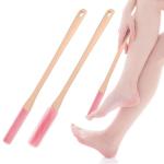2Pack Toe Cleaning Brush,15.7" Silicone Foot Scrubber in Shower with Long Handle Cleaning Bath Foot Brush for shower Gentle Foot Exfoliating Lotion Applicator for Seniors,Elderly, Men and Women (Pink)