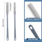 2Pack Toe Cleaning Brush,15.7" Silicone Foot Scrubber in Shower with Long Handle Cleaning Bath Foot Brush for shower Gentle Foot Exfoliating Lotion Applicator for Seniors,Elderly, Men and Women (Grey)