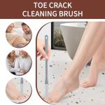 Long Handled Silicone Toe Cleaner, Soft Rubber Brush, Exfoliating Foot Scrubber for Shower - Seniors, Men and Women (Gray)