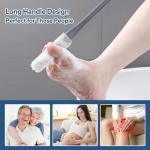 2Pack Toe Cleaning Brush,15.7" Silicone Foot Scrubber in Shower with Long Handle Cleaning Bath Foot Brush for shower Gentle Foot Exfoliating Lotion Applicator for Seniors,Elderly, Men and Women (Grey)