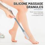 Pahysa 2 Pcs Toe Gap Cleaning Brush, Sofe Foot Brush Shower Scrubber Foot Exfoliator Tool in Shower Cleaner with Long Handle Skin Exfoliation Lotion Applicator for Seniors Elderly Men and Women (Grey)