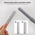 2Pack Toe Cleaning Brush,15.7" Silicone Foot Scrubber in Shower with Long Handle Cleaning Bath Foot Brush for shower Gentle Foot Exfoliating Lotion Applicator for Seniors,Elderly, Men and Women (Grey)