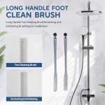 2Pack Toe Cleaning Brush,15.7" Silicone Foot Scrubber in Shower with Long Handle Cleaning Bath Foot Brush for shower Gentle Foot Exfoliating Lotion Applicator for Seniors,Elderly, Men and Women (Grey)