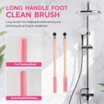 2Pack Toe Cleaning Brush,15.7" Silicone Foot Scrubber in Shower with Long Handle Cleaning Bath Foot Brush for shower Gentle Foot Exfoliating Lotion Applicator for Seniors,Elderly, Men and Women (Pink)