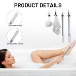 Pahysa 2 Pcs Toe Gap Cleaning Brush, Sofe Foot Brush Shower Scrubber Foot Exfoliator Tool in Shower Cleaner with Long Handle Skin Exfoliation Lotion Applicator for Seniors Elderly Men and Women (Grey)