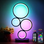 BESKETIE Modern RGB Table Lamp, Smart LED Table Lamps with Remote APP Control, Dimmable Nightstand Lamp for Bedroom, RGB Bedside Lamps with Music 16 Millions Lighting Modes for Living Room - Black