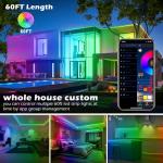 AILBTON Led Strip Lights,60ft Music Sync Color Changing, Built-in Mic,Bluetooth App Control LED Tape Lights with Remote,5050 RGB Rope Light Strips