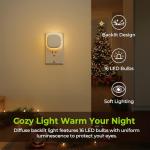 AUVON Plug-in LED Backlit Night Light with Motion Sensor & Dusk to Dawn Sensor, Dimmable Warm White Nightlight with 1-50 lm Adjustable Brightness for Bathroom, Bedroom, Hallway, Stairs (2 Pack)