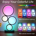 BESKETIE Modern RGB Table Lamp, Smart LED Table Lamps with Remote APP Control, Dimmable Nightstand Lamp for Bedroom, RGB Bedside Lamps with Music 16 Millions Lighting Modes for Living Room - Black