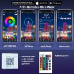 AILBTON Led Strip Lights,60ft Music Sync Color Changing, Built-in Mic,Bluetooth App Control LED Tape Lights with Remote,5050 RGB Rope Light Strips