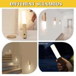 LANDGOO Wooden Motion Sensor Night Lights, Magnet Body Hallway Lamp, Rechargeable LED Wall Sconces, Portable for Stairway Bedroom, Battery Powered (White Ash Wood 2PC)