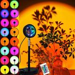 XINJI Sunset Lamp Projector Rainbow Projection Lamp Romantic Led Sunset Projection Light for Party Photo Vlog Background Bedroom (16 Colors)