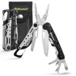 Maarten Lightweight Multitool Pliers, 11 in 1 Suspension Multi-Plier with Carabiner, Stainless Steel Portable Pocket Keychain Multi tool with Spring Pliers, Folding Saw, Bottle Opener and Sheath