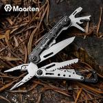 Maarten Lightweight Multitool Pliers, 11 in 1 Suspension Multi-Plier with Carabiner, Stainless Steel Portable Pocket Keychain Multi tool with Spring Pliers, Folding Saw, Bottle Opener and Sheath