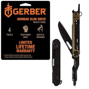Gerber Gear Armbar Slim Drive Pocket Knife EDC Multitool with Screwdriver, Bottle Opener, Burnt Bronze