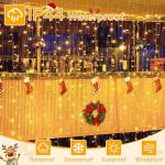 Ollny Curtain Lights 6.6x6.6ft, 200 LED String Lights with Remote 8 Modes Dimmable Timer, USB Power Fairy Light for Bedroom Backdrop Indoor Wall Window Christmas Decorations, Warm White