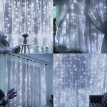 HOME LIGHTING Window Curtain String Lights, 300 LED 8 Lighting Modes Fairy Copper Light with Remote, USB Powered Waterproof for Christmas Bedroom Party Wedding Home Garden Wall Decorations, Cool White