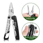 Maarten Lightweight Multitool Pliers, 11 in 1 Suspension Multi-Plier with Carabiner, Stainless Steel Portable Pocket Keychain Multi tool with Spring Pliers, Folding Saw, Bottle Opener and Sheath