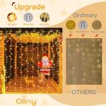 Ollny Curtain Lights 6.6x6.6ft, 200 LED String Lights with Remote 8 Modes Dimmable Timer, USB Power Fairy Light for Bedroom Backdrop Indoor Wall Window Christmas Decorations, Warm White