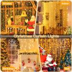 Ollny Curtain Lights 6.6x6.6ft, 200 LED String Lights with Remote 8 Modes Dimmable Timer, USB Power Fairy Light for Bedroom Backdrop Indoor Wall Window Christmas Decorations, Warm White