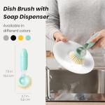 Vigar Rengo Soap Dispensing Dish Brush, Dish Brush with Soap Dispenser for Pot Scrubber, Dishes, Sink Cleaner, and Kitchen Essentials, Turquoise