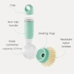 Vigar Rengo Soap Dispensing Dish Brush, Dish Brush with Soap Dispenser for Pot Scrubber, Dishes, Sink Cleaner, and Kitchen Essentials, Turquoise