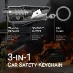 SINSEN Window Breaker Seatbelt Cutter, Car Emergency Safety Keychain, Seat Belt Escape Tool and Glass Hammer, Spring-Loaded for Land and Underwater, 2PCS, Black