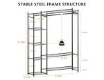 Wardrobe Closet,Portable Clothes Rack with 4 Tiers Shelves,Freestanding Closet Organizers and Storage System with Hanging Rods,Steel Clothing Rack Suitable for Cloakrooms,Bedrooms,Entrances,etc.Black