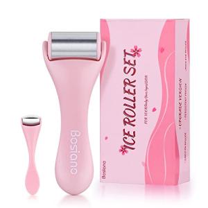 Bosiano Ice Roller for Face, Ice Face Roller Massager Freezer Skin Care, Facial Ice Roller for Face & Eye Puffiness Relief, Eye Roller for Puffy Eyes, Pink Face Massager Roller Freezer
