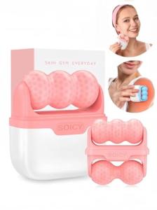 Hanmier Ice Roller for Face with Gua Sha, Travel ice Roller Cold Therapy Tools, Cold Facial Ice Roller Massager for Eye Puffiness, Migraine, TMJ Pain Relief & Minor Injury (Pink)