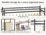 Wardrobe Closet,Portable Clothes Rack with 4 Tiers Shelves,Freestanding Closet Organizers and Storage System with Hanging Rods,Steel Clothing Rack Suitable for Cloakrooms,Bedrooms,Entrances,etc.Black