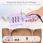 Travel Hair Dryer Brush, Dual Voltage Blow Dryer Brush, Mini Hot Air Portable 2 inch Travel Hair Dryer Styler Volumizer Oval Shape (Purple)