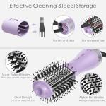 Travel Hair Dryer Brush, Dual Voltage Blow Dryer Brush, Mini Hot Air Portable 2 inch Travel Hair Dryer Styler Volumizer Oval Shape (Purple)