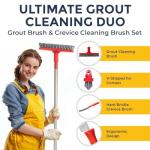 Grout Brush with Long Handle & Hard Bristle Crevice Cleaning Brush, Grout Cleaner for Tile Floors, Floor Scrubber for Tile Grout Line, Household Use, Multipurpose Gap Cleaning Tools by Foxtrot Living